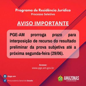 Imagem da notícia - Prazo para interposição de recurso do resultado preliminar da prova subjetiva do processo seletivo do Programa de Residência Jurídica é prorrogado